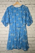 Ann Taylor Floral Summer Half Sleeve Shift Dress Size Large Petite Blue Vacation