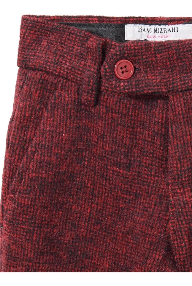 Pantalones de tweed Isaac Mizrahi ajustados negros rojos mezcla de lana talla 12 para niños Foto 2 de 4