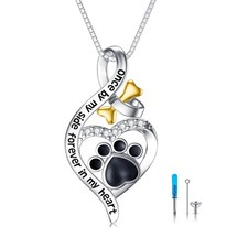 Paw Prints Pet Urn Necklace for Ashes 925 Sterling Silver Infinity Dog Ashes ...