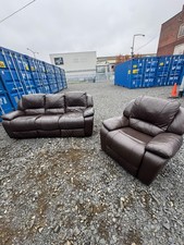 Brown Leather 3 Seater Recliner Sofa + Armchair Set DELIVERY AVAILABLE🚚