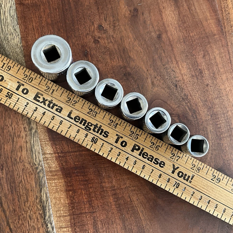 Vintage =V= Series CRAFTSMAN 1/2" Dr. Socket Set 12 Pt SAE 7 Pc 1/2" - 1-1/8" - Image 2 of 3