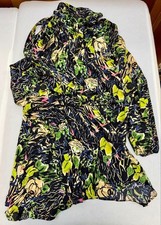 USED PRADA ASYMMETRICAL ROSE PRINT DRESS, SIZE 40 VERYGOOD