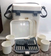 Wine Cooler Picnic Travel Carrier w/ Plates, Utensils, & Cups. Twinbird, Japan 