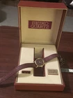 Seiko Quartz SYZ036J Brown Dial Gold Tone Dress Watch NOS w/ Box & Tag Vintage