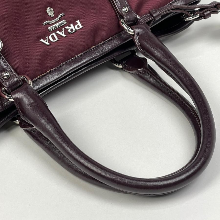 PRADA BN1841 Handbag Tote Bag Nylon Bordeaux #BS1530 thumbnail 6