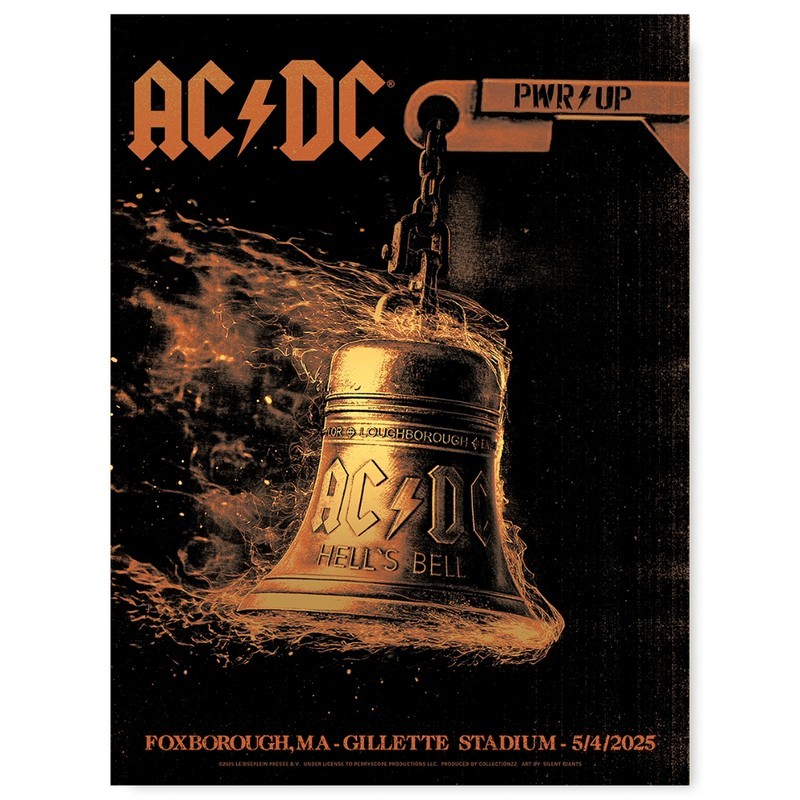 OFFICIAL AC/DC Foxborough MA AP GOLD FOIL Poster x/100 2025 PWR Up Tour ...
