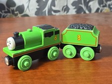 Vintage Thomas Wooden Railway 6 Percy Green Tank Engine W/ Tender