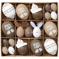 35Pcs Easter Eggs Ornaments Tree Decorations, Beige White Plastic Easter Eggs Bu
