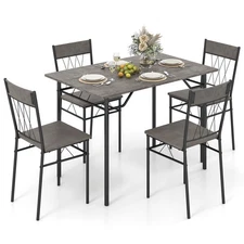 5PCS Dining Table Set for 4 Rectangular Kitchen Table & 4 Chairs w/ Metal Frame