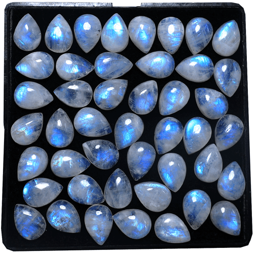 Lot 22 Pcs Natural Rainbow Moonstone AAA Grade 14x10mm Pear Cabochon Gemstones - Picture 9 of 10