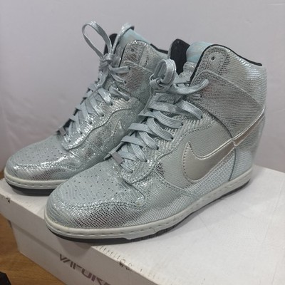 Nike WMNS Dunk SKY HI  Disco Ball  637991-001 Metallic Silver/Glacier Ice SZ 9