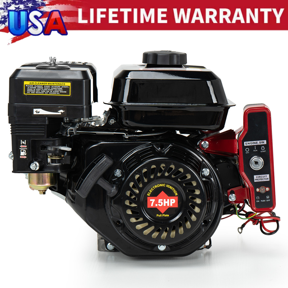 7.5HP Electric Start Horizontal Engine 4-Stroke 212CC Go Kart Gas Engine Motor