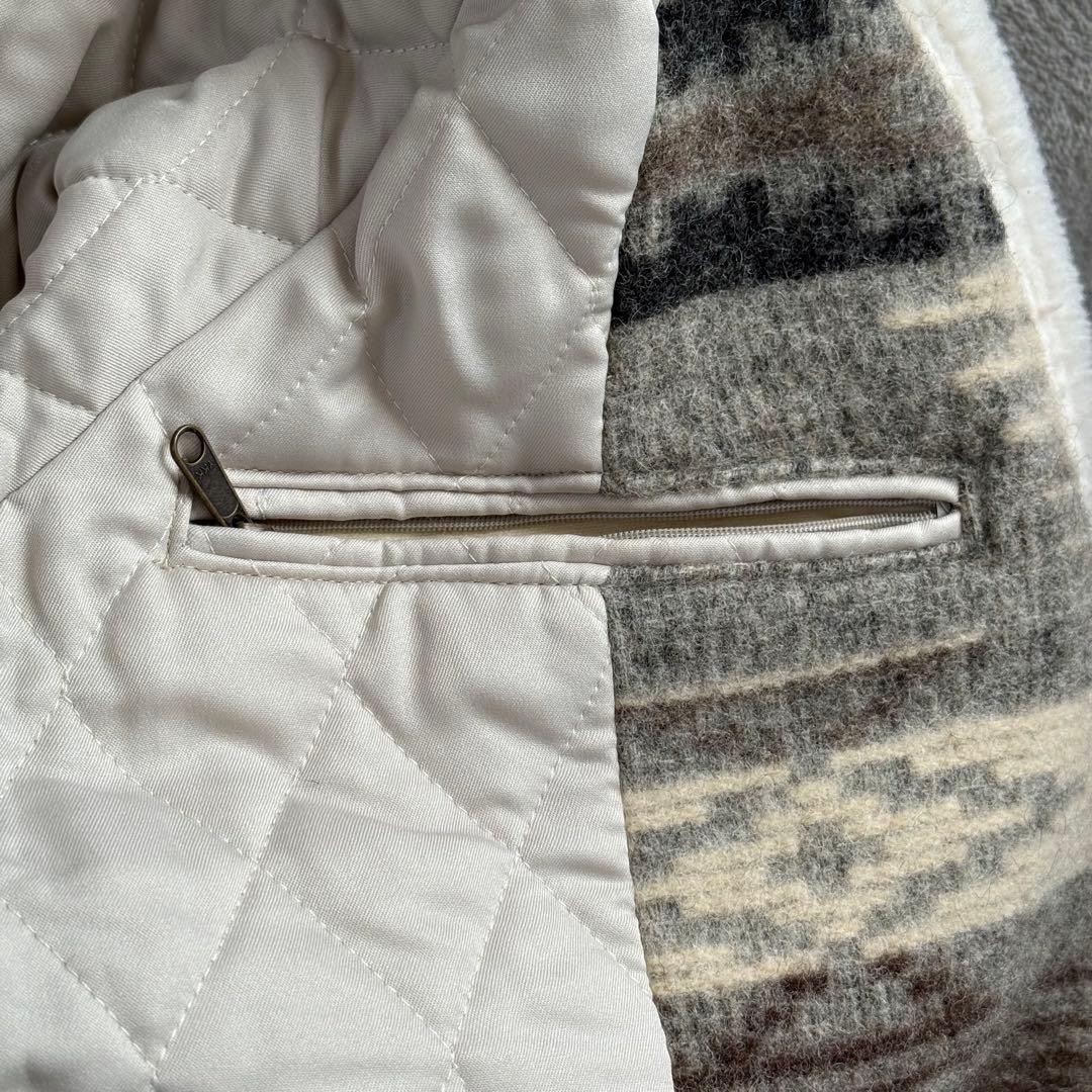 Woolrich Native Pattern Wool Coat Gray Made in US… - image 9