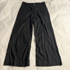 Maeve Anthropologie The Colette Wide Leg Crop Pants Black Loose Baggy Grunge 29