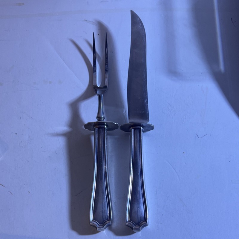 Marked  Alvin Maryland?Sterling Handle Carving Server Knife & Fork set 161g(TW)