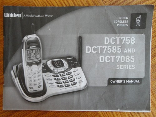 Teléfono inalámbrico Uniden DCT758 DCT7585 DCT7085 Series 2,4 GHz Manual del propietario - Imagen 1 de 3