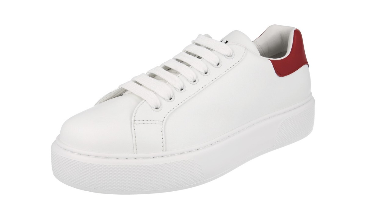 PRADA Leather Macro Sneakers - 2EG361 - White/Red - NEW | eBay