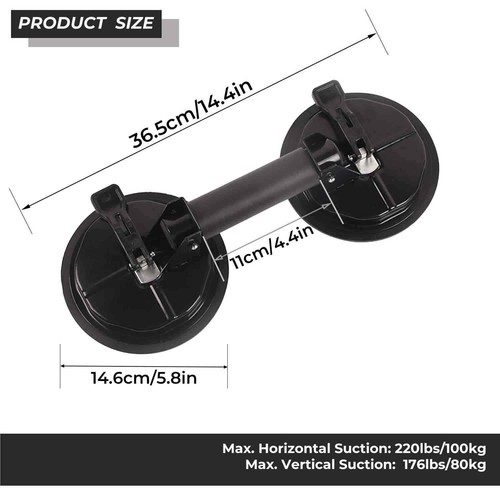 Glass Suction Cup 2Pack 4.6in Adjustable Vacuum Suction Cups to Lift Large Glass - Picture 3 of 8