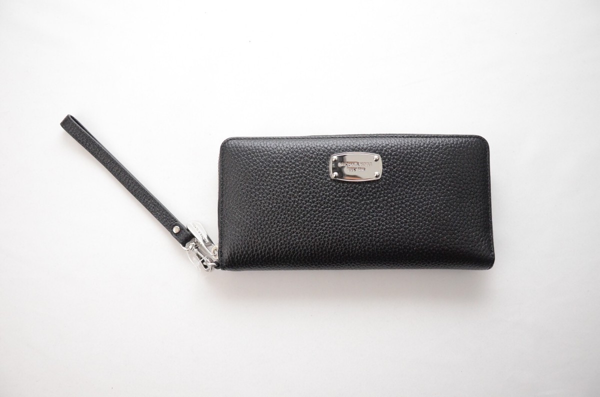 Michael Kors Jet Set Leather Travel Continental Wallet Black New