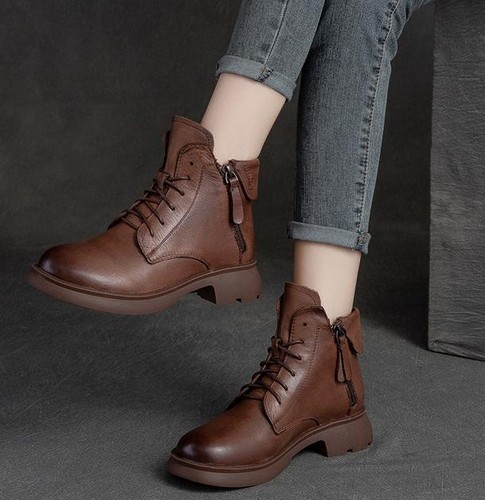 Women's Leather High Top Ankle Boots Closed Toe Shoes Gladiator Lace Up  Platform | eBay