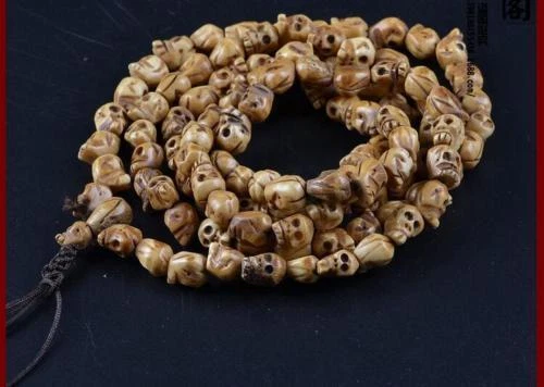 Collar Mala de Colección 108 Cuentas Budismo Tibetano Hueso de Yak Calavera Meditación Oración - Imagen 6 de 6