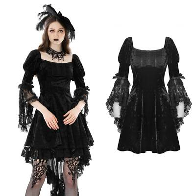DARK IN LOVE Princess Belle Dress Gothic Kleid Samt Schwarz Black Velvet