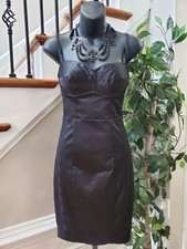Guess Women's Black Cotton Sweetheart Neck Sleeveless Knee Length Dress Size 3