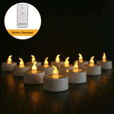 6/12/24PCS Tea Lights Votive Candles LED FLAMELESS FLICKERING W/ Remote Control