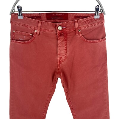 Jacob Cohen Men 688 C Red Slim Fit Jeans Pants Size W31 L34 Made