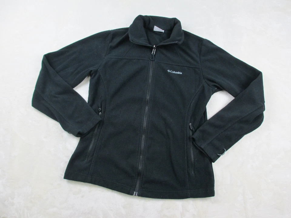 Columbia 毛衣女式中号黑色全拉链抓绒远足户外女士* — 第 2/4 张图片