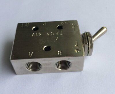 1pcs TAC2-41V Silver Tone Air Pneumatic 2 Position 5 Way Toggle Switch Valve