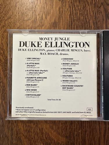 Money Jungle by Duke Ellington CD EX CONDITION CHARLES MINGUS MAX ROACH JAZZ BOP - Picture 3 of 4