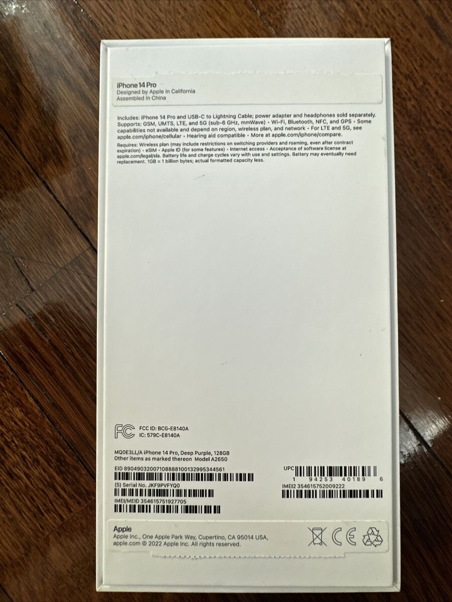 Apple iPhone 14 Pro Max 128 GB Deep Purple Box ONLY ** | eBay Apple iPhone 14 Pro Max 128 GB Deep Purple Box ONLY ** | eBay