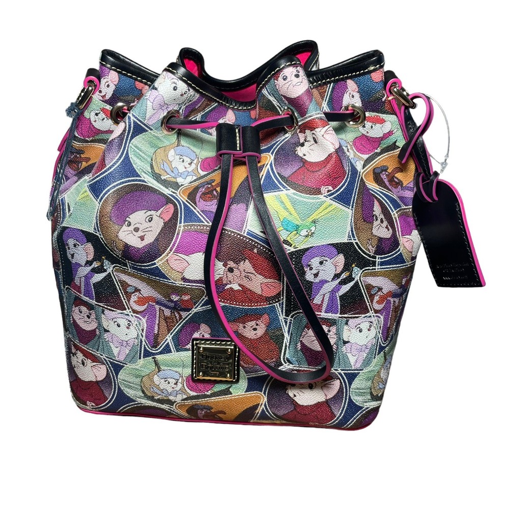 Dooney & Bourke Disney Rescuers Coated Canvas Drawstring Bucket Shoulder Handbag