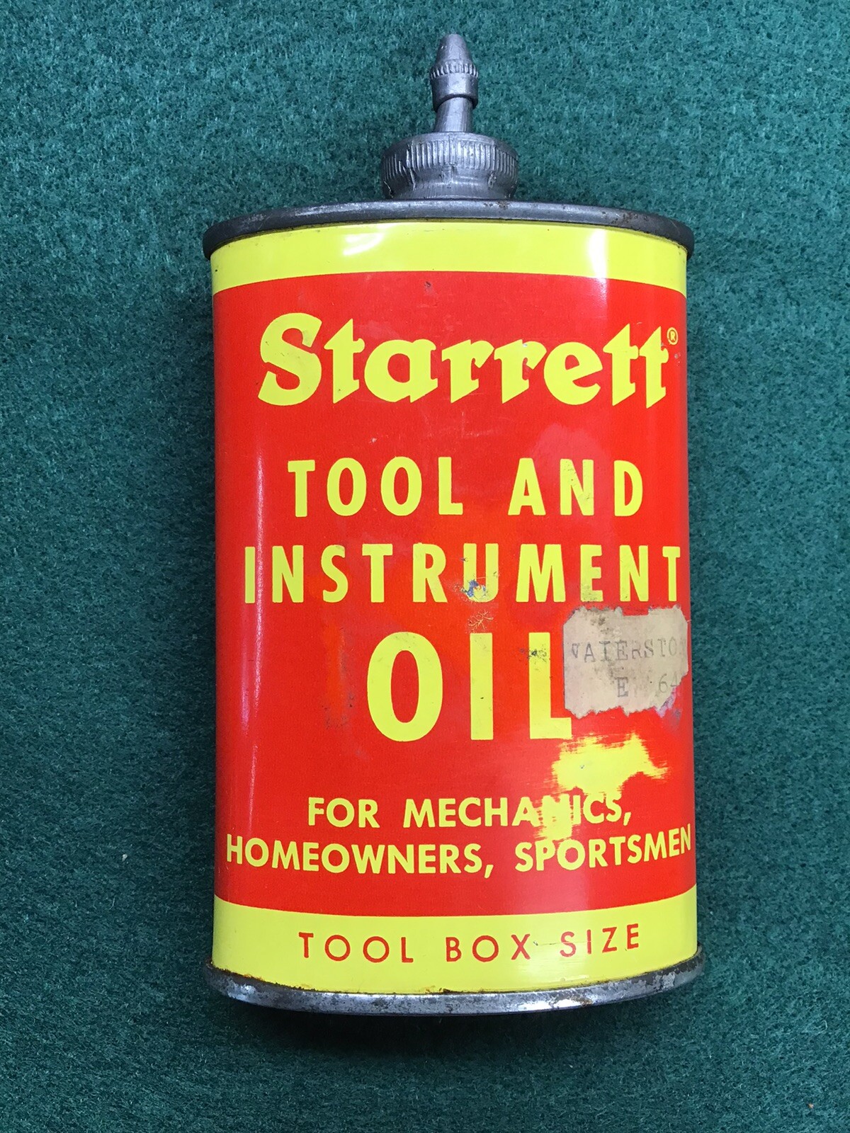 Vintage Starrett Tool And Instrument Oil Can Lead Top 1950’s ? RARE
