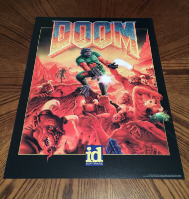 DOOM video game 24x18 wall poster retro computer gaming 1993 pc fps 