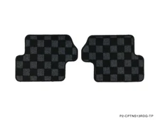 P2M REAR Checkered Flag Race Carpet Floor Mats Silvia 240sx S13 LHD Dark Grey