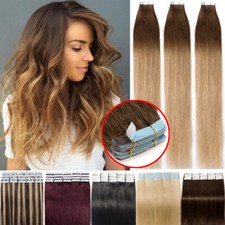 50 OFF Tape In Remy Human Hair Extensions Skin Weft FULL HEAD BLONDE Highlight