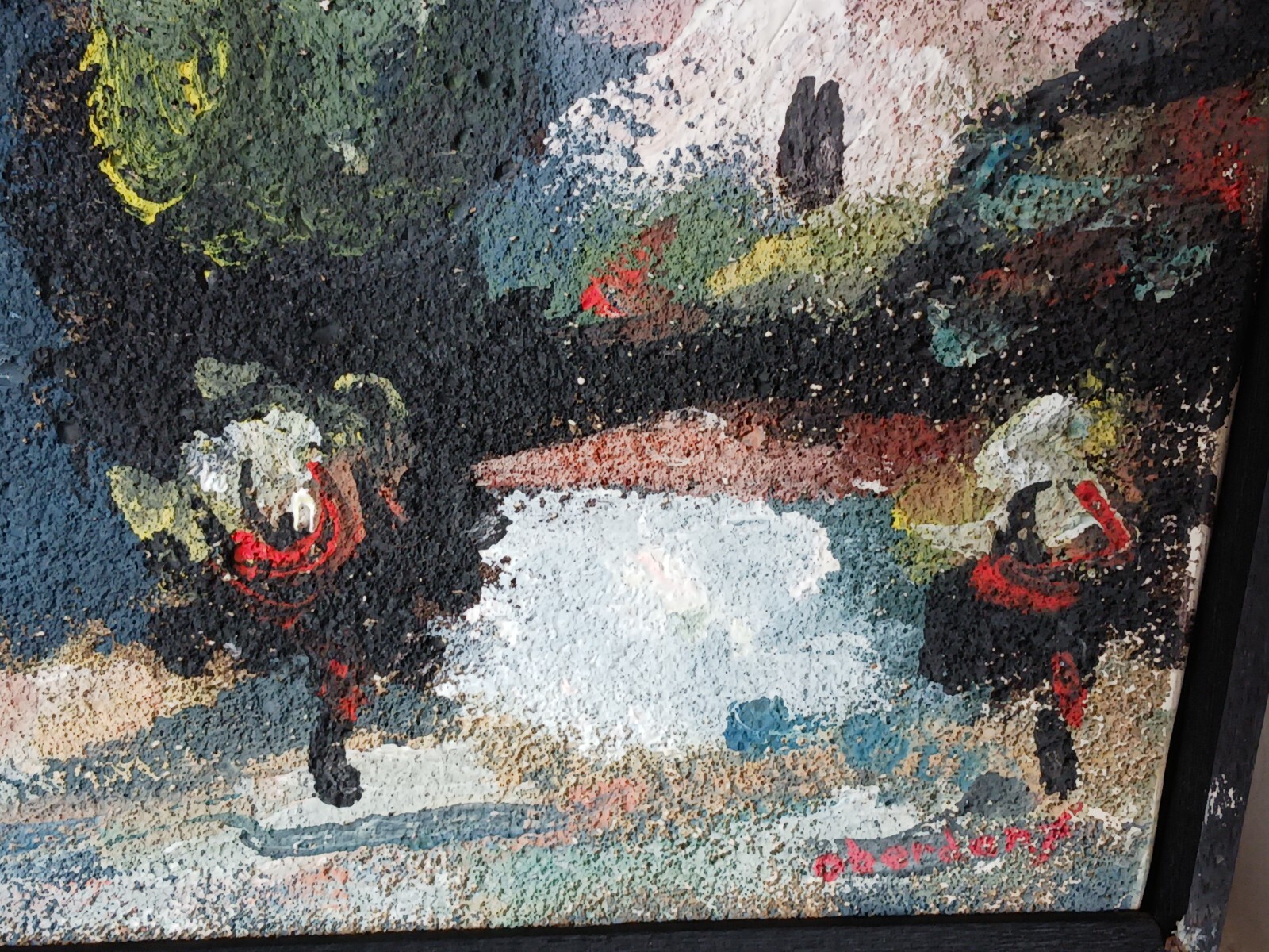 Vintage Signed paintings Italy Greece Mediterranean White Cottages  signed