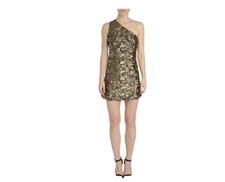 ROMEO & JULIET Womens Sequined One Shoulder Clubwear Dress Gold SIZE S