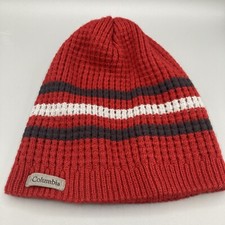 Columbia Unisex Red Knit Stocking Beanie Winter Hat Size Youth O/S