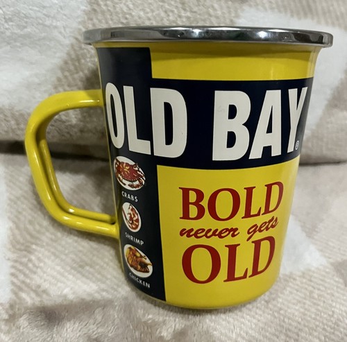 Old Bay - 16 Oz. Metal Mug (Golden Rabbit) Bold Never Gets Old Tin Cup - Picture 2 of 4