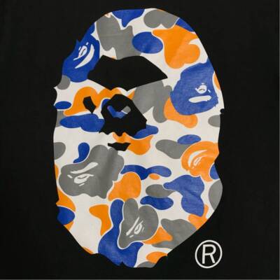 BAPE Maebashi city color camo mad face T-shirt Black A Bathing Ape