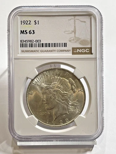 1922 PEACE SILVER DOLLAR - MS-63 - NGC