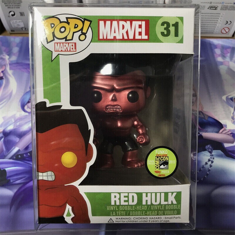 Figura Pop Marvel Metallic Red Hulk #31 Sdcc 2013 Limited 480 Con Protector