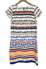 Kensie Womens Striped Shift Dress Size Medium Short Sleeve Floral Summer Spring