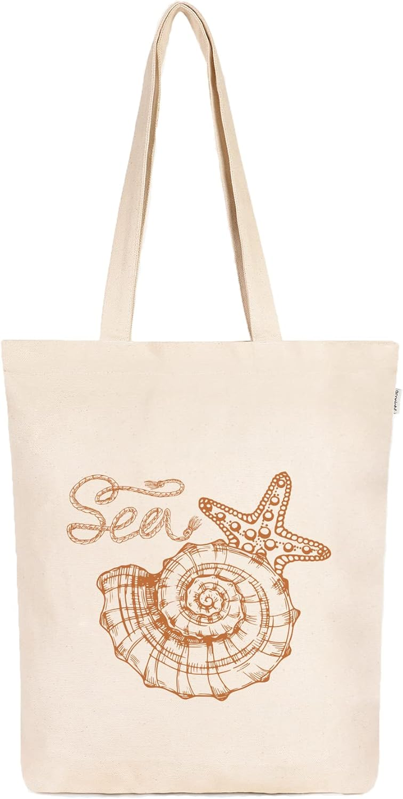 Aesthetic Canvas Tote Bag for Women Zippered Closure, Beach, Shopping, Travel, G