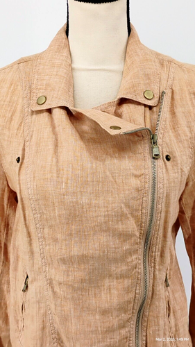 NEW Lou & Grey Women’s Moto Jacket 100% Linen Lightweight Blush Peach Small - Picture 6 of 22
