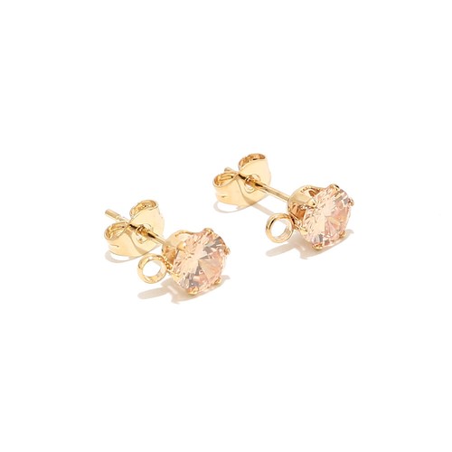 20pcs Stainless Steel Gold Plated Zircon Ear Post Stud With Loop Earring Jewelry - Picture 13 of 14