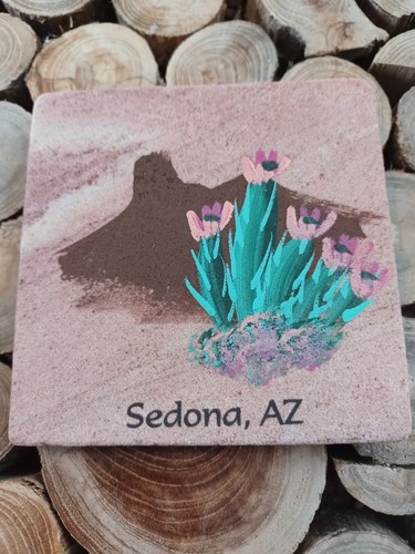Sedona, AZ Sandstone Cactus Kokopelli coasters